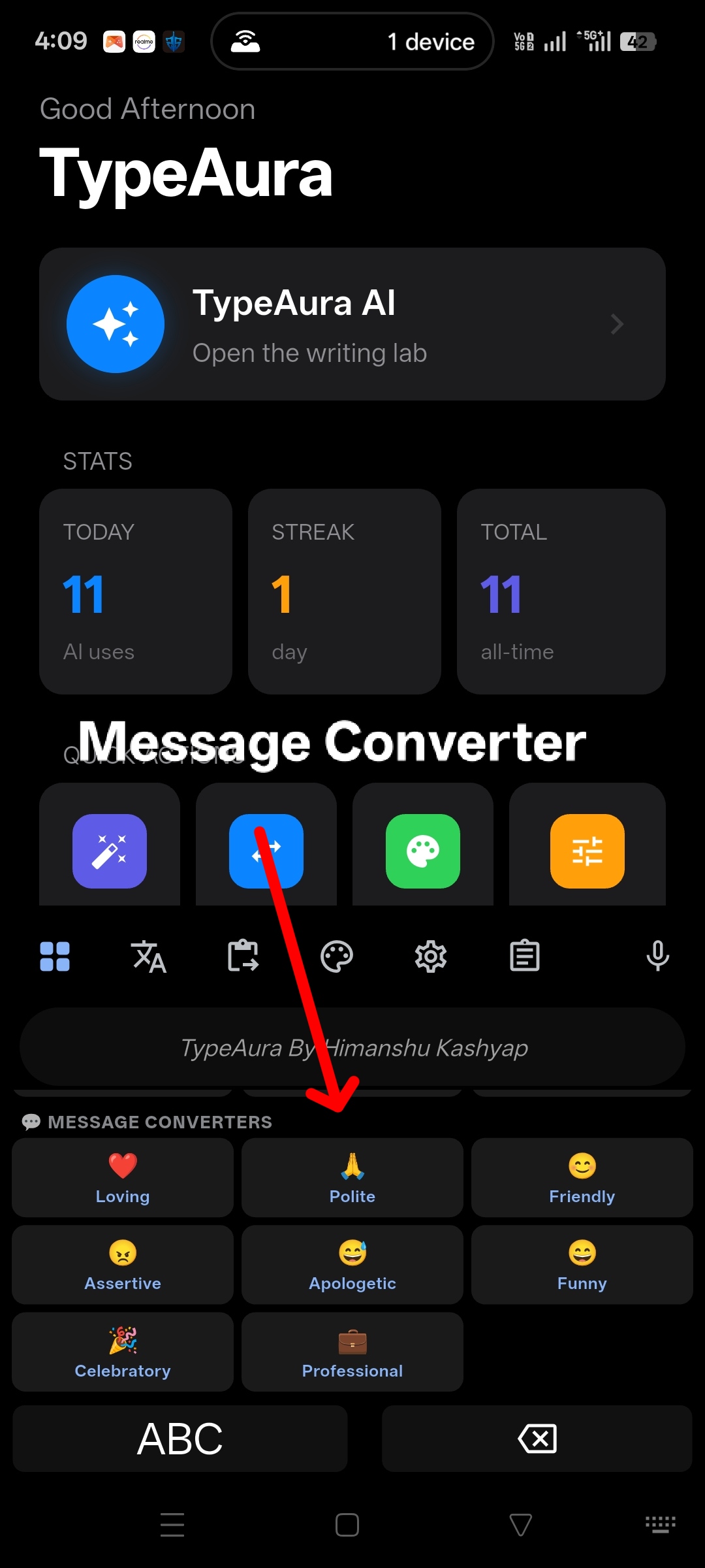 TypeAura Keyboard Massage Converter